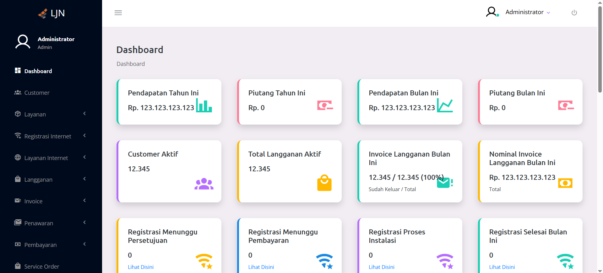 Aplikasi Invoice Management untuk ISP LJN (Lintas Jaringan Nusantara) Cabang Cirebon